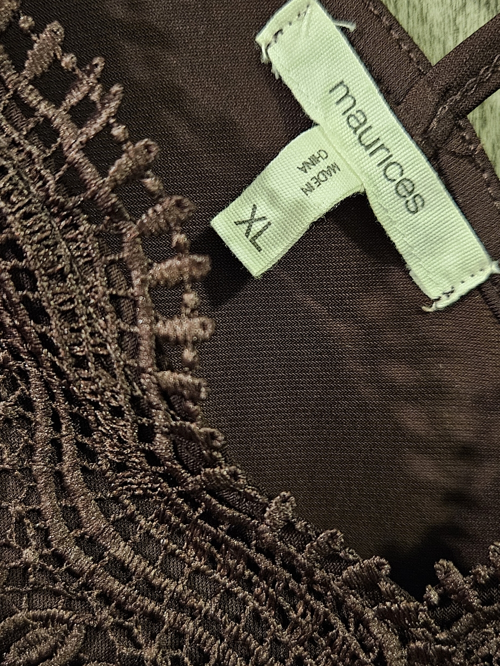 Maurices Lace-Trim Bell Sleeve Peplum Top - Plum XL - Picture 2 of 3